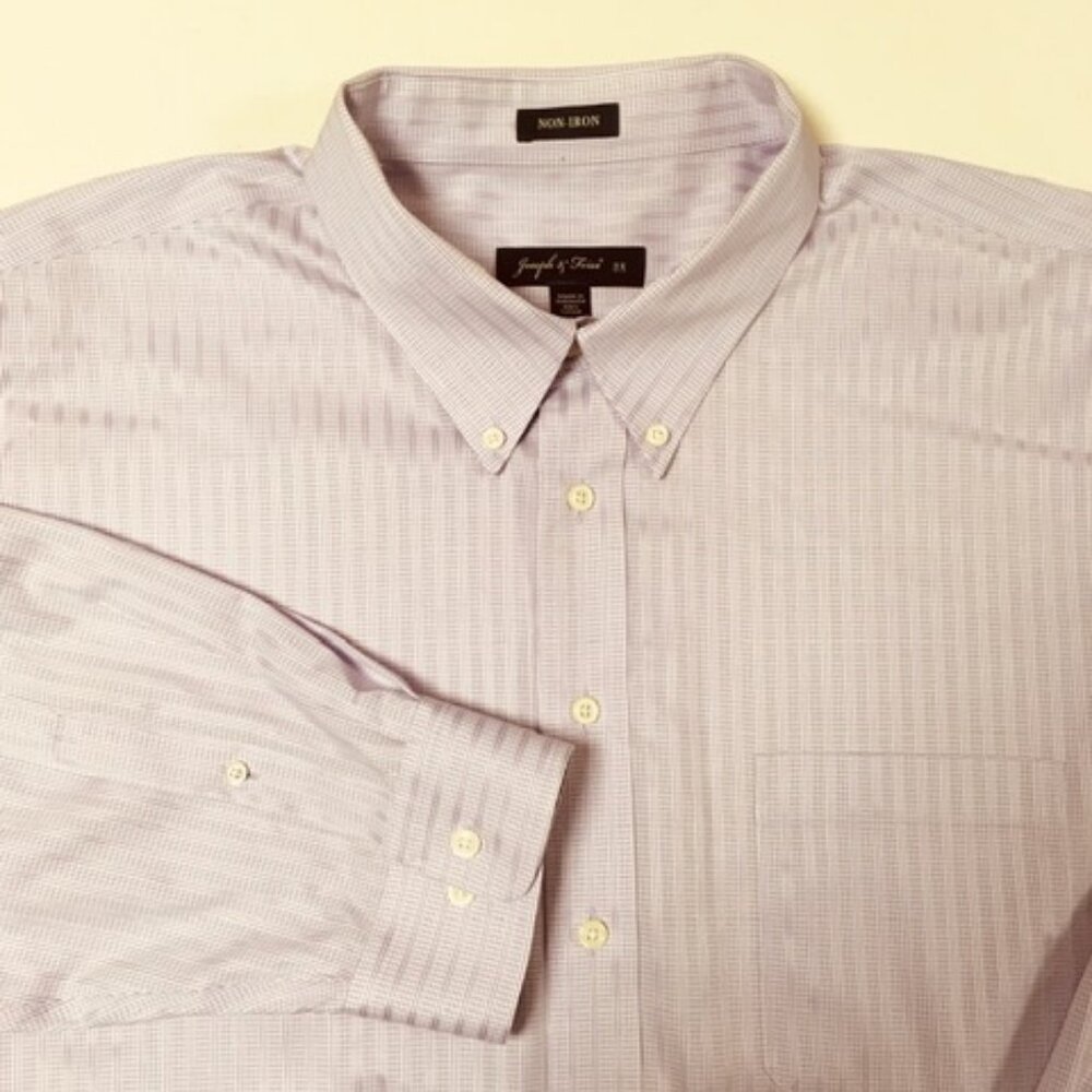 Joseph & Feiss Shirt 3X Light Purple Striped Long Sleeve Button Up Work Casual